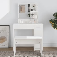  Dressing Table with Mirror White 86.5x35x136 cm