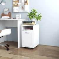  Side Cabinet with Wheels White 33x38x60 cm Engineered Wood