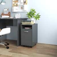  Side Cabinet with Wheels High Gloss Grey 33x38x60 cm Engineered Wood