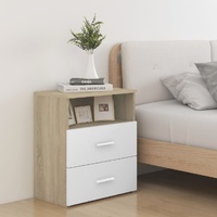  Bed Cabinets 2 pcs Sonoma Oak and White 50x32x60cm