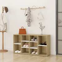  Shoe Bench White and Sonoma Oak 103x30x54.5 cm Engineered Wood