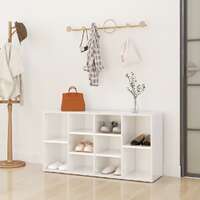  Shoe Bench High Gloss White 103x30x54.5 cm Engineered Wood
