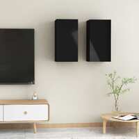  TV Cabinets 2 pcs High Gloss Black 30.5x30x60 cm Engineered Wood