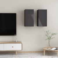  TV Cabinets 2 pcs High Gloss Grey 30.5x30x60 cm Engineered Wood