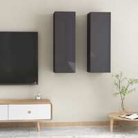  TV Cabinets 2 pcs High Gloss Grey 30.5x30x90 cm Engineered Wood