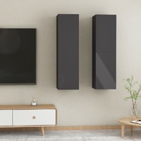  TV Cabinets 2 pcs High Gloss Grey 30.5x30x110 cm Engineered Wood