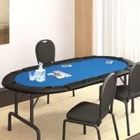  10-Player Folding Poker Tabletop Blue 208x106x3 cm