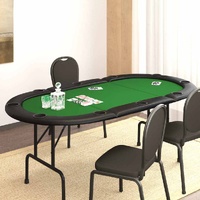  10-Player Folding Poker Table Green 207x106x76 cm