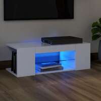  TV Cabinet with LED Lights White 90x39x30 cm
