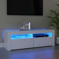  TV Cabinet with LED Lights White 120x35x40 cm