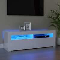 TV Cabinet with LED Lights High Gloss White 120x35x40 cm