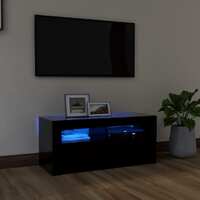  TV Cabinet with LED Lights Black 90x35x40 cm