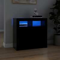  Sideboard with LED Lights Black 80x35x75 cm