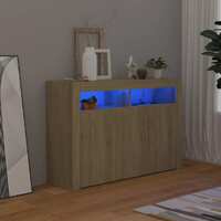  Sideboard with LED Lights Sonoma Oak 115.5x30x75 cm