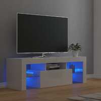  TV Cabinet with LED Lights High Gloss White 120x35x40 cm