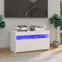  TV Cabinet with LED Lights White 75x35x40 cm