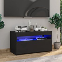  TV Cabinet with LED Lights Black 75x35x40 cm