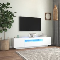  TV Cabinet with LED Lights White 160x35x40 cm