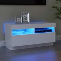  TV Cabinet with LED Lights White 80x35x40 cm