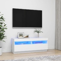  TV Cabinet with LED Lights White 100x35x40 cm
