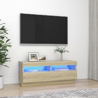  TV Cabinet with LED Lights Sonoma Oak 100x35x40 cm
