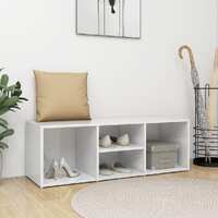  Shoe Storage Bench High Gloss White 105x35x35 cm Engineered Wood
