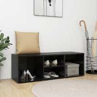  Shoe Storage Bench High Gloss Black 105x35x35 cm Engineered Wood