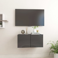  Hanging TV Cabinet High Gloss Grey 60x30x30 cm