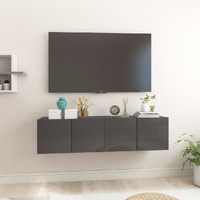  Hanging TV Cabinets 2 pcs High Gloss Grey 60x30x30 cm