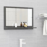  Bathroom Mirror High Gloss Grey 60x10.5x37 cm Engineered Wood