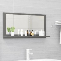  Bathroom Mirror High Gloss Grey 80x10.5x37 cm Engineered Wood
