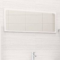 Bathroom Mirror High Gloss White 90x1.5x37 cm Engineered Wood