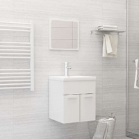  2 Piece Bathroom Furniture Set High Gloss White Engineered Wood