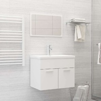  2 Piece Bathroom Furniture Set White Engineered Wood