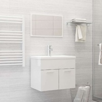  2 Piece Bathroom Furniture Set High Gloss White Engineered Wood