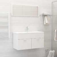  2 Piece Bathroom Furniture Set White Engineered Wood