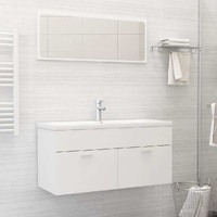  2 Piece Bathroom Furniture Set White Engineered Wood