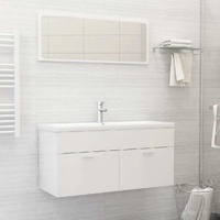  2 Piece Bathroom Furniture Set High Gloss White Engineered Wood