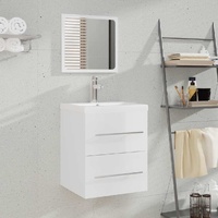  Bathroom Cabinet with Mirror High Gloss White 41x38.5x48 cm