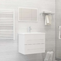  2 Piece Bathroom Furniture Set White Engineered Wood