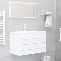  2 Piece Bathroom Furniture Set White Engineered Wood