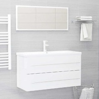 2 Piece Bathroom Furniture Set White Engineered Wood