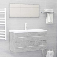  2 Piece Bathroom Furniture Set Concrete Grey Engineered Wood