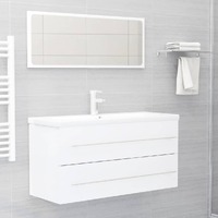  2 Piece Bathroom Furniture Set White Engineered Wood