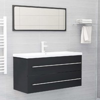  2 Piece Bathroom Furniture Set Grey Engineered Wood