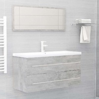  2 Piece Bathroom Furniture Set Concrete Grey Engineered Wood