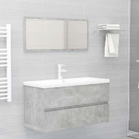  2 Piece Bathroom Furniture Set Concrete Grey Engineered Wood