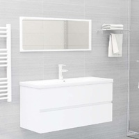  2 Piece Bathroom Furniture Set White Engineered Wood