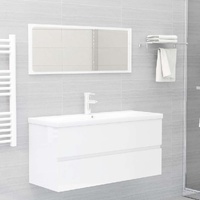  2 Piece Bathroom Furniture Set High Gloss White Engineered Wood