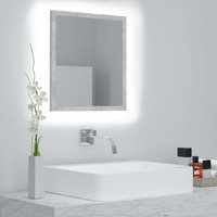  LED Bathroom Mirror Concrete Grey 40x8.5x37 cm Acrylic